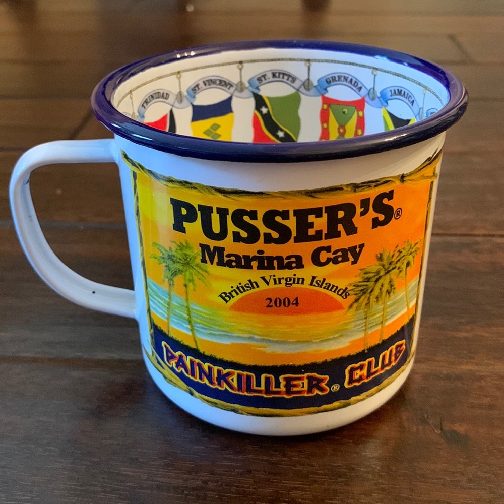 Pusser’s Marina Cay British Virgin Islands Metal Mug with Painkiller Recipe